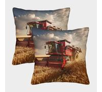 Farm Harvester 3D Printed Square Throw Pillow Case Cushion Cover for Bedroom Home Art Deco Modern Gift Anniversary Pack of 2 45x45cm