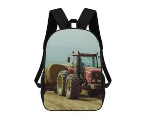Farm House Tractor Loaded Hay Classic 17 Inch Backpack Travel Daypack Casual Shoulder Bag with Adjustable Strap for Men Women