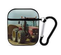Farm House Tractor Loaded Hay Funny Case Cover Compatible for AirPods 1 & 2 Earbuds Protective Hard Cover with Keychain