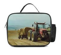 Farm House Tractor Loaded Hay Lunch Box Insulated for Work Picnic | Reusable Lunch Bag Cooler Lunchbox with Handles for Men Women Outdoor