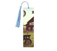 Farm Houses Windmill Tractor Printed Metal Bookmarks M - Sky Blue Lightweight Aluminium Book Marker for Books, Journals & Gifts, Ideal Book Lovers, Holiday Decor & Crafts