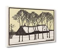 Farm In The Snow By Julie De Graag Canvas Print | Gallery Wrapped 30mm Frame Wall Art | 20x14 inches | Ready to Hang | Classic Landscape Picture | Living Room Bedroom Lounge Office