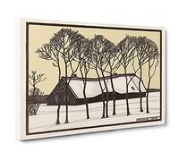Farm In The Snow By Julie De Graag Canvas Print | Gallery Wrapped 30mm Frame Wall Art | 30x20 inches | Ready to Hang | Classic Landscape Picture | Living Room Bedroom Lounge Office