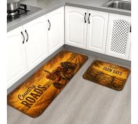 Farm Inspired Kitchen Mats for Floor, Rustic Tractor Hay Bales Vintage Soft Mats, Autumn Cushioned Comfort Washable Decor Rugs for Kitchen Sinks Laundryroom Bathroom 2pcs