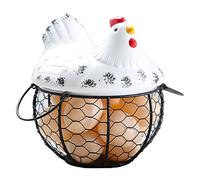 Farm Iron Egg Storage Basket Snack Fruit Basket Collection Ceramic Hen Decor