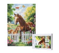 Farm Jigsaw Puzzles for Adults 300 Horse Puzzle, Wooden Puzzles for Adults with Gift Box, Impossible Puzzle, Challenging High Difficulty Family Activity, Gifts for Men Women,Home Decor40x28 cm, p1007t