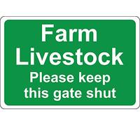 Farm livestock please keep the gate shut safety sign - Rigid plastic - 200mm x 150mm