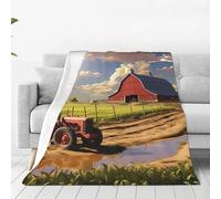 Farm Morning Barn Throw Blanket for Couch, Plush Fuzzy Soft Flannel Blankets and Throws for Sofa, 50"x40" Bed Blankets for Travel Camping Chair, All Season Warm Fleece Blanket