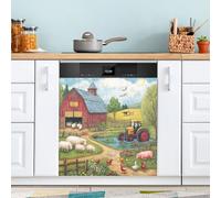 Farm Paradise Dishwasher Magnet Cover for Door Front, Large Metal Decorative Kitchen Dishwasher Panel Decal Refrigerator Magnetic Decor Sticker 58 x 66 CM