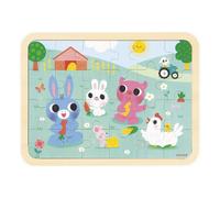 Janod - Wooden Puzzle 24 Pieces Children From 4 years - Farm Theme - Model included + 5 Errors Game on the Board - Develops Concentration and Observation - FSC Product - J07126