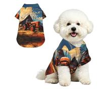 Farm Red Tractor Breathable Hawaiian Dog Shirt Summer Button Up Top for Small Medium Dogs XL