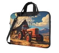 Farm Red Tractor Laptop Bag Portable Handbag, Safe Protective Inner Lining for Business Trip and Office Use, Black, 13 inch