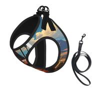 Farm Red Tractor Print Cute Pet Leash Vest Small Dog Harness Vest, Breathable Reflective Puppy & Cat Harness, Adjustable No Pull Pet Walking Set