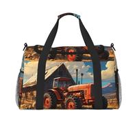 Farm Red Tractor Print Duffle Bag for Travel,Shoulder Weekender Overnight Handbag, Sports Tote Gym Bag for Men Women