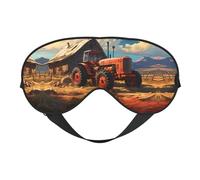 Farm Red Tractor Prints Double-Sided Eye Mask Adjustable Design Light-Blocking and Breathable Suitable for Rest and Travel.
