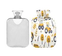 Farm Rice Tractor Yellow Water Bottle for hot Water with Soft Cover 2L Warmer Bag for Pain Relief Sore Muscle Bolsa Caliente para Dolores musculares