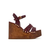 FARM Rio floral-embossed studded sandals - Red 35-37-38-38.5-39-41-42