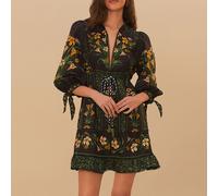 Farm Rio Flowers Arch Linen-Blend Mini Dress - M