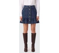 FARM RIO High-Waisted A-Line Cotton Denim Mini Skirt with Button Fastening - Size: 24 - female