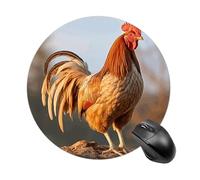 Farm Rooster Mouse Pad with Non-Slip Rubber Base,Small Round Mousepad 7.8" Diameter,Mouse Mat for Computers, Laptop, Gaming, Office & Home