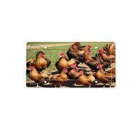 Farm Rooster Pattern -Print Four-Hole License Plate Holder With Custom Designs - Weather Resistant & Easy Fit For Front/Rear Vehicles