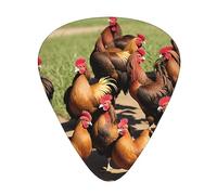 Farm Rooster Pattern Print Guitar Picks Ukulele Bass Electric Acoustic Guitars Gift For Guitar Players Thin Medium Heavy Triangle 12 Pack(0.46/0.71/0.96 Mm)