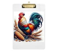 Farm Rooster White Clipboard Cute Clip Boards Letter Size Clipboard with Low Profile Metal Clip for Classrooms, Restaurants, School 12.5 x 9 Inches