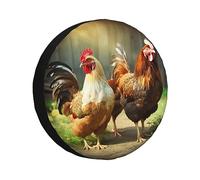 Farm Rustic Chickens Spare Tire Cover Waterproof Dustproof Car Wheel Protector Portable for RV SUV Truck Travel Trailers Accessories of 15