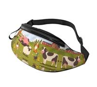 Farm Scene Crossbody Bag Animals Cartoon Hands-Free Bag Farmed Landscape Fanny Pack Amusement Park Visitors 14X35CM