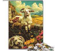 Farm Sheep 1000 Piece Jigsaw Puzzles for Teenagers, Family Activity with Matching Poster And Trivia Sheet for Age 14+ (50x75cm)