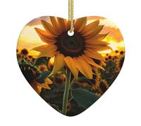 Farm Sunflower A 2.9-inch Ceramic Christmas Ornament with a Printed Heart is Perfect for windowsills fireplaces and Living Rooms