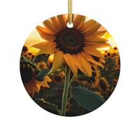 Farm Sunflower A 2.9-inch Ceramic Christmas Ornament with a Printed Pattern Perfect for windowsills porches and Living Rooms