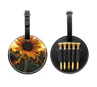 Farm Sunflower Black Printed golf tee storage bag - portable design, easy to organize tee, Black, One Size