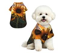 Farm Sunflower Breathable Hawaiian Dog Shirt Summer Button Up Top for Small Medium Dogs XL