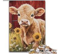 Farm Sunflower Cows 1000 Piece Jigsaw Puzzle for Adults Teens, for Age 14+ Fun Games Fun Activities at Home, Birthday Gifts, Travel Gifts (50x75cm)