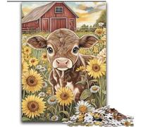 Farm Sunflower Cows 2000 Pieces Jigsaw Puzzles for Adults And Teens, Learning Educational Toys Family Games with Matching Poster And Trivia Sheet (70x100cm)