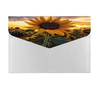 Farm Sunflower File Folder with Snap&6 Pockets Reusable File Organizer Portable Document Paper Bill Receipt Organizer Plastic Envelopes for Office College Letter Size