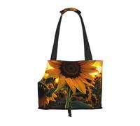 Farm Sunflower Pet Carrier Bag-Foldable Travel Tote For Small Dogs Cats, Portable Soft Sided Pet Crate With Seatbelt For Cat Puppy