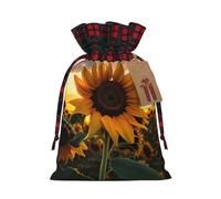 Farm Sunflower Printed holiday drawstring bag 8.3x11.8 inch Christmas party decoration gift bag