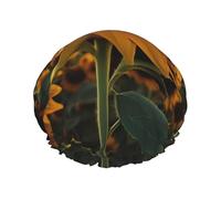 Farm Sunflower Printed shower cap, reusable, double-layered design, suitable for women to wrap their hair, wash their face, and apply face masks.