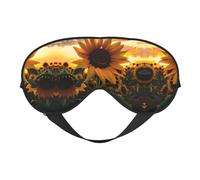 Farm Sunflower Prints Double-Sided Eye Mask Adjustable Design Light-Blocking and Breathable Suitable for Rest and Travel.