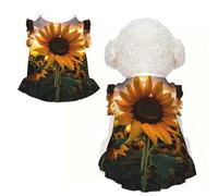 Farm Sunflower Ruffle Dog Dress Frilly Sleeveless Breathable Summer Party for Small Dogs Cats XS