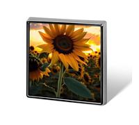 Farm Sunflower Square Lapel Pin 0.7x0.7in Aluminum Badge Stylish Personalized Accessory Daily Wear