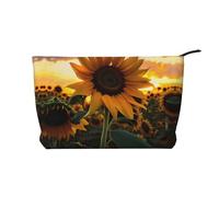 Farm Sunflower Women's corduroy cosmetic bag, portable zipper hand-held wallet, suitable for travel and daily storage of cosmetics,