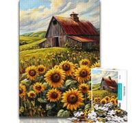 Farm Sunflowers 1000 Piece Jigsaw Puzzles for Teenagers,Challenging Game Gifts for Is Ideal As A Gift for The Whole Family (38x26cm)