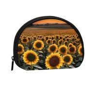 Farm Sunflowers Print Portable Mini Storage Bag Shell Shaped Wallet Small Coin Wallet Shell Storage Bag