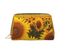 Farm Sunflowers Printed Cosmetic Bags for Women Mom, Small PVC Leather Travel Makeup Bag Cute Gifts Toiletry Bag with Zipper