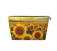 Farm Sunflowers Printed Travel Cosmetic Bags with Silver Zipper Makeup Organizer Cosmetic Case Toiletry Bag for Women Mom Girls