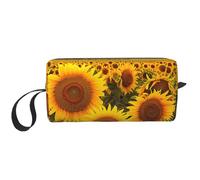 Farm Sunflowers Printed Travel Makeup Bag Portable Cosmetic Bag Makeup Case Toiletry Handbag Organiser for Women