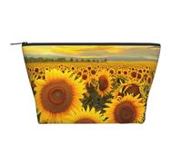 Farm Sunflowers Printed Travel Makeup Bag Trapeze Cosmetic Bag Makeup Case Toiletry Bag Organiser for Women